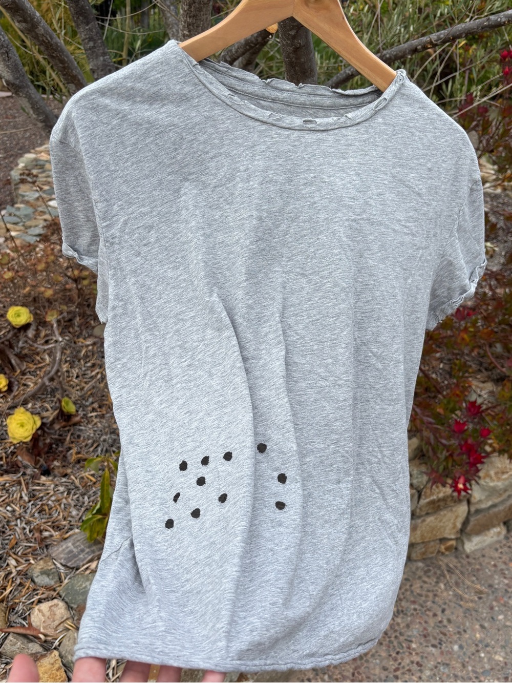 R13 Light Gray Short Sleeve Tee with Dot Detail